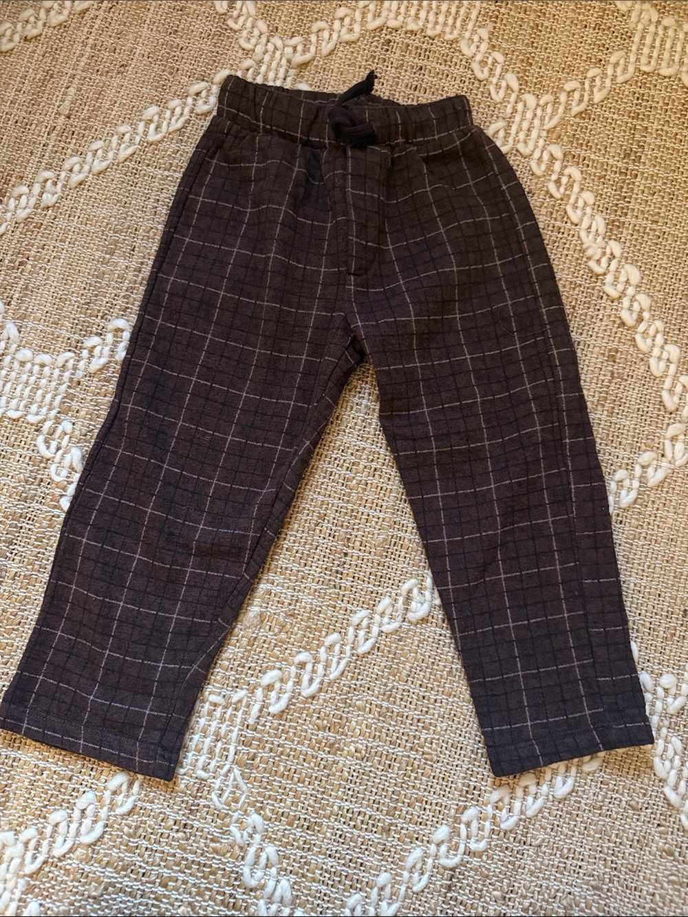 Zara Boys Plaid Wool-like Drawstring Pants size 3-4T